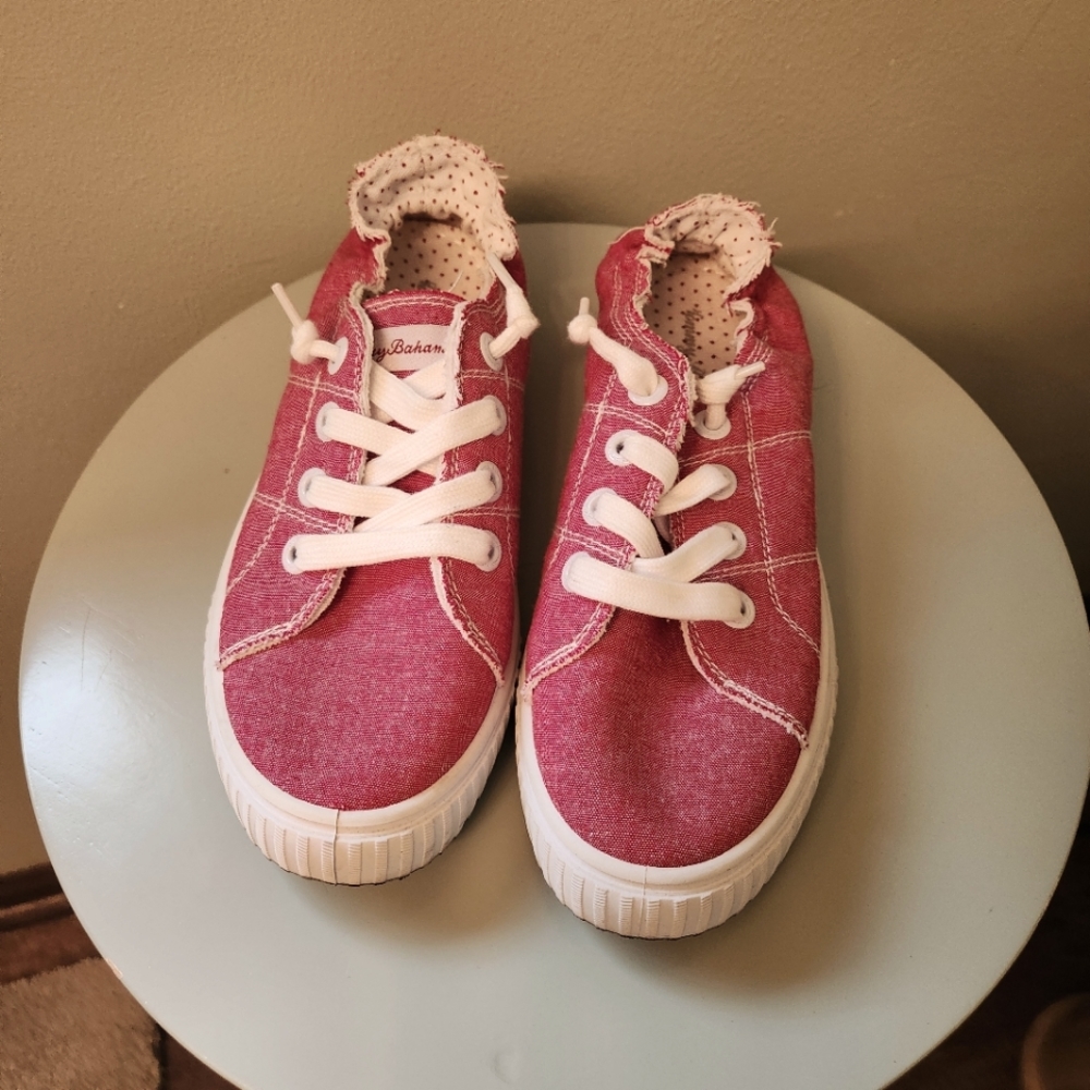 Tommy Bahama slip-on sneakers sz 6 tomato soup red